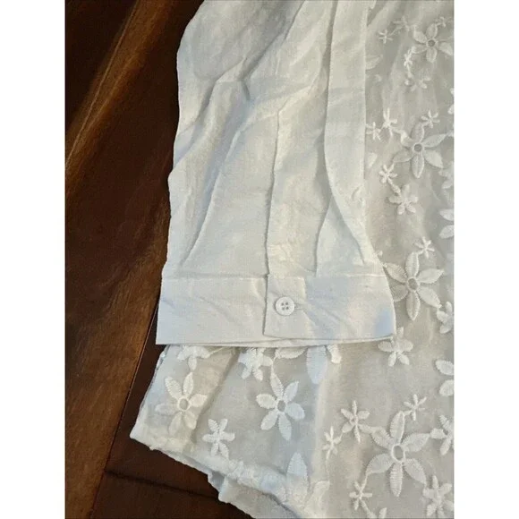 Women’s Blouse Shirt Floral Flowers Lace 5XL White Flowy Boho Gracila - Picture 4 of 16